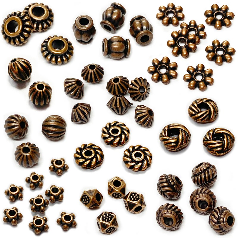 Heather's CF Antique Copper Beads for Jewelry Making - Spacer & Assortments for Bracelet, Necklace, Earring - Craft Supplies, Findings, Small Seed Beads - Jewelry Set 500Pcs - Image 1